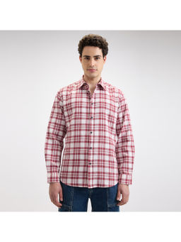 Pepe Jeans - Men Dark Red Check Full Sleeve Shirt