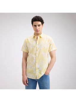 Pepe Jeans - Men Yellow Floral Print Short Sleeve Shirt