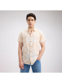 Pepe Jeans - Men Beige Botanical Print Short Sleeve Shirt