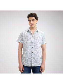Pepe Jeans - Men White Leaf Print Short Sleeve Shirt