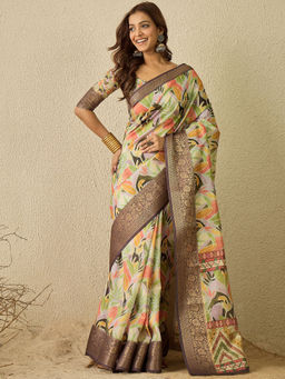 Sareemall - Multi-Coloured Digital Print Designer Saree with Unstitched Blouse