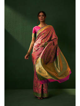 Suha - Ethnic Pink Saree with Unstitched Blouse