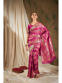 Suha - Ethnic Pink Saree with Unstitched Blouse
