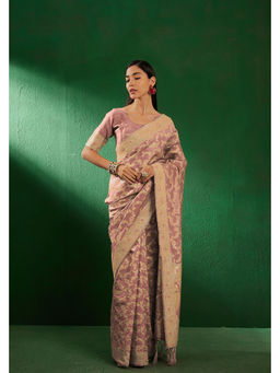 Suha - Ethnic Mauve Saree with Unstitched Blouse