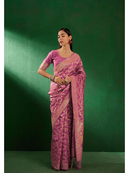 Suha - Ethnic Pink Saree with Unstitched Blouse