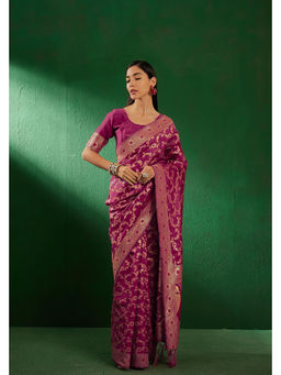 Suha - Ethnic Purple Saree with Unstitched Blouse