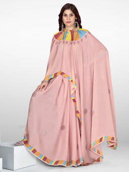 Sareemall - Peach Digital Print Designer Saree with Unstitched Blouse