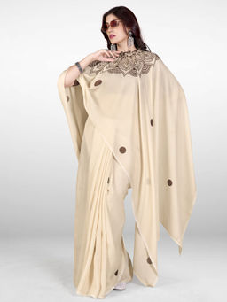 Sareemall - Beige Digital Print Designer Saree with Unstitched Blouse