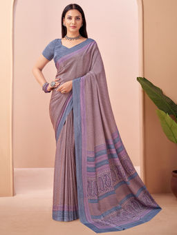 Sareemall - Grey Printed Designer Saree with Unstitched Blouse