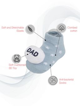 Yellow Bee - Cherished Steps Mom & Dad Socks for Boys - Blue & Beige (Pack of 2)