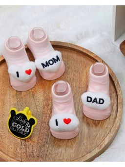 Yellow Bee - Love for Mom and Dad Baby Socks for Girls - Pink (Pack of 2)