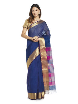 Fabindia - Blue Maheshwari Cotton Silk Saree