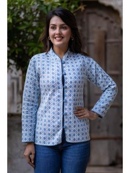 NAVYAS FASHION - Floral Block Printed Reversible Quilted Jacket