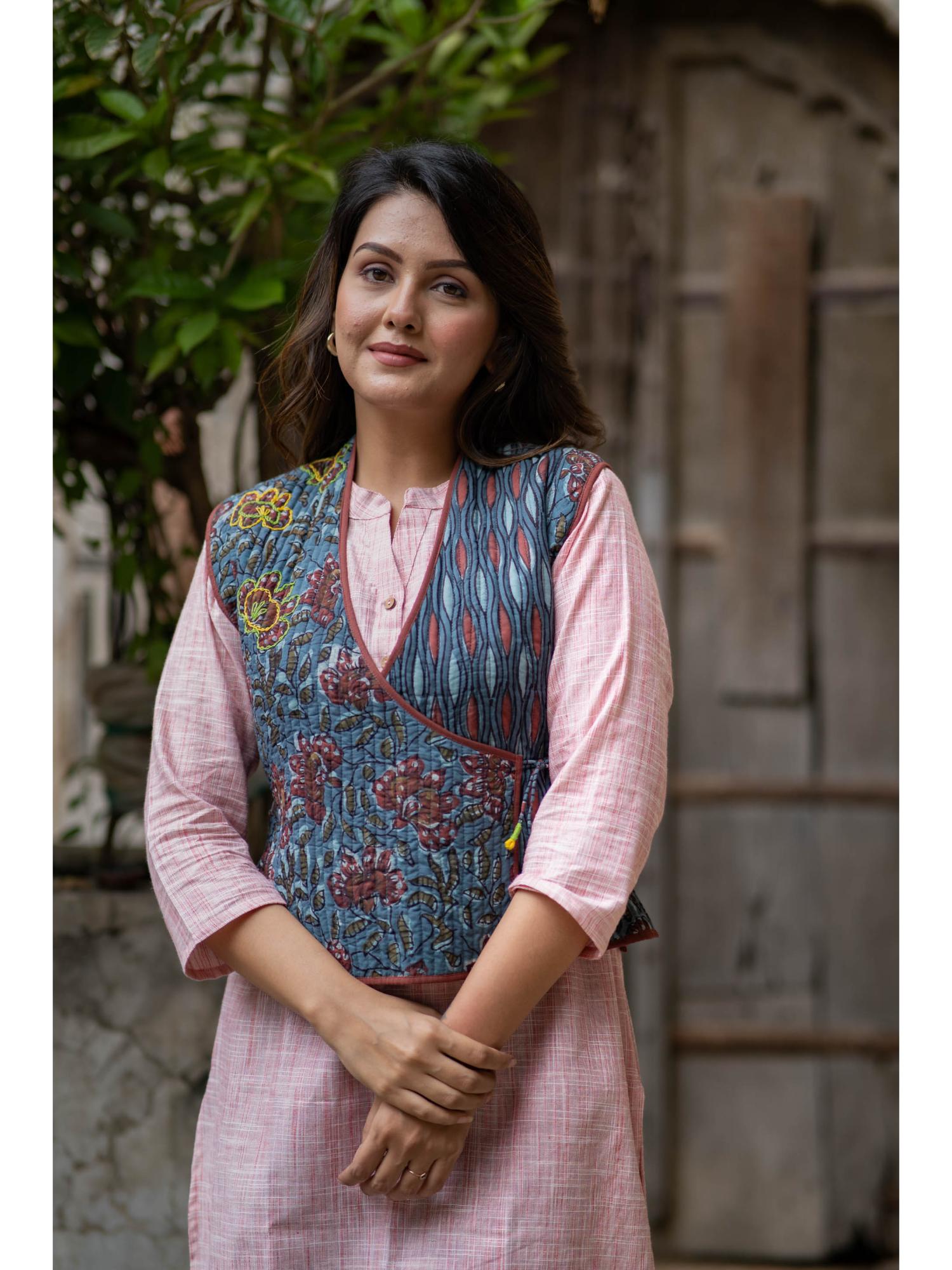 navyas fashion Blue Ajrakh Angrakha Sleeveless Jacket-picture-20