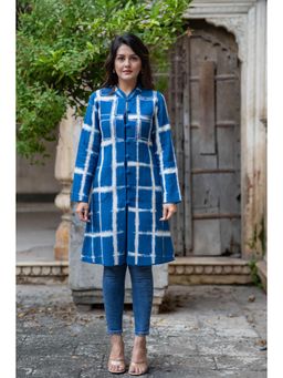 NAVYAS FASHION - Blue Shibori Reversible Quilted Coat