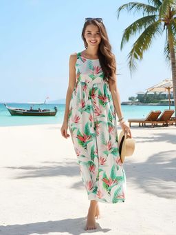 Sera - White Flared Fit Pull On Square Neck Midi Dress