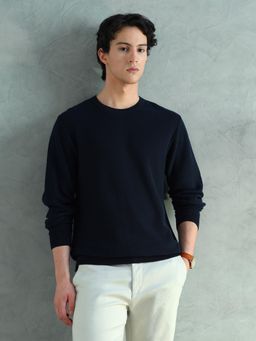 Arrow Sports - Men Navy Structured Lightweight Sweatshirt