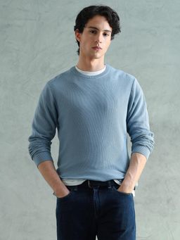 Arrow Sports - Men Blue Structured Lightweight Pullover Sweater