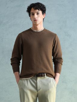 Arrow Sports - Brown Structured Lightweight Sweater