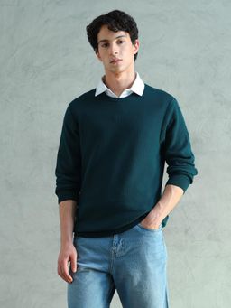 Arrow Sports - Men Green Structured Lightweight Pullover Sweater