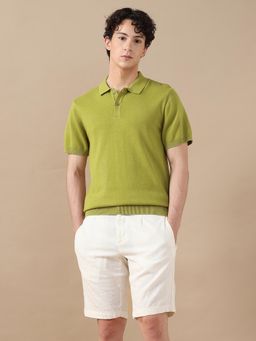 Arrow Sports - Green Flat Knit Cotton Polo T-Shirt