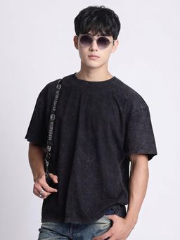 Bene Kleed - Charcoal Men Acid Wash Oversized T-Shirt