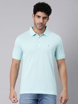 Classic Polo - Men'S Light Blue Slim Fit Solid Cotton Polo T-Shirt