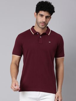 Classic Polo - Men'S Burgundy Slim Fit Solid Cotton Polo T-Shirt