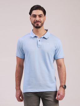 Classic Polo - Men'S Blue Slim Fit Solid Cotton Polo T-Shirt