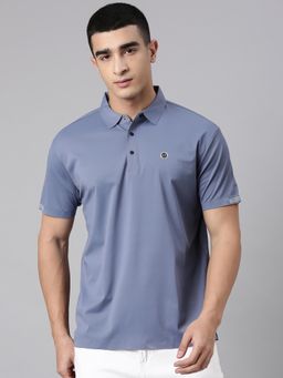 Classic Polo - Men'S Blue Slim Fit Solid Premium Cotton Polo T-Shirt