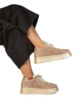RETTROSE - Nude Vanya Floral Embellished Wedding Sneakers
