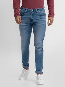 Spykar - Greyish Blue Cotton Comfort Fit Straight Length Jeans for Men (ricardo)