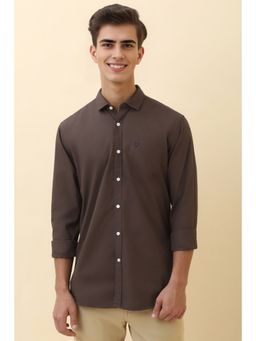 Allen Solly - Men Brown Solid Full Sleeves Casual Shirt