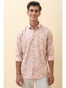 Allen Solly - Men Peach Print Full Sleeves Casual Shirt
