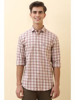 Allen Solly - Men Pink Check Full Sleeves Casual Shirt