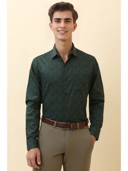 Allen Solly - Men Green Print Full Sleeves Formal Shirt