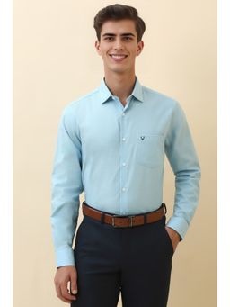 Allen Solly - Men Light Blue Textured Full Sleeves Formal Shirt