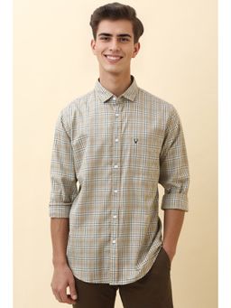 Allen Solly - Men Beige Check Full Sleeves Casual Shirt