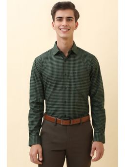 Allen Solly - Men Green Check Full Sleeves Formal Shirt