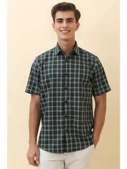 Allen Solly - Men Green Check Half Sleeves Casual Shirt