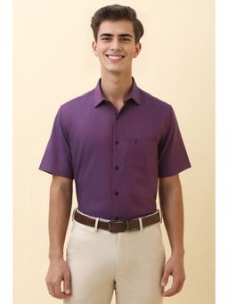 Allen Solly - Men Purple Textured Half Sleeves Formal Shirt