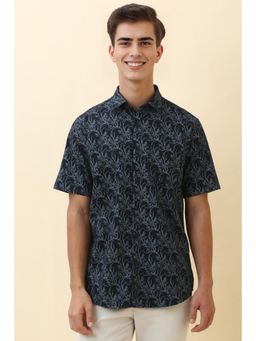 Allen Solly - Men Navy Blue Print Half Sleeves Casual Shirt