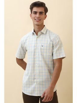 Allen Solly - Men Cream Check Half Sleeves Casual Shirt