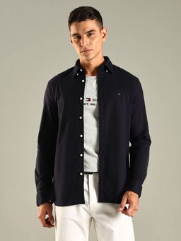 Tommy Hilfiger - Solid Regular Fit Cotton Shirt - Navy Blue