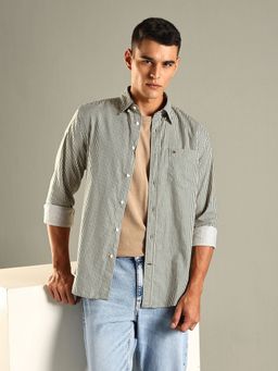 Tommy Hilfiger - Striped Regular Fit Cotton Shirt - Green