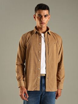 Tommy Hilfiger - Texture Regular Fit Cotton Shirt - Tan