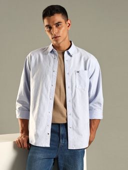 Tommy Hilfiger - Solid Relaxed Fit Cotton Shirt - Blue