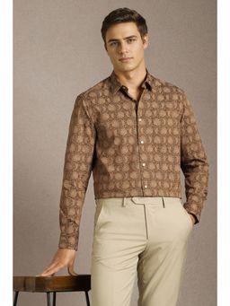 Louis Philippe - Men Brown Print Full Sleeves Formal Shirt
