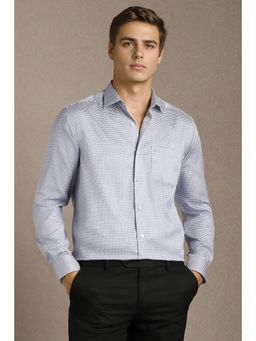 Louis Philippe - Men White Print Full Sleeves Formal Shirt