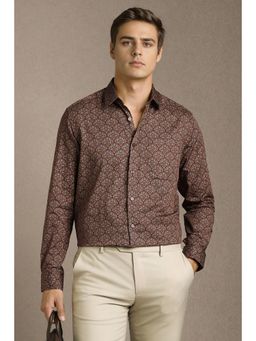 Louis Philippe - Men Brown Print Full Sleeves Formal Shirt